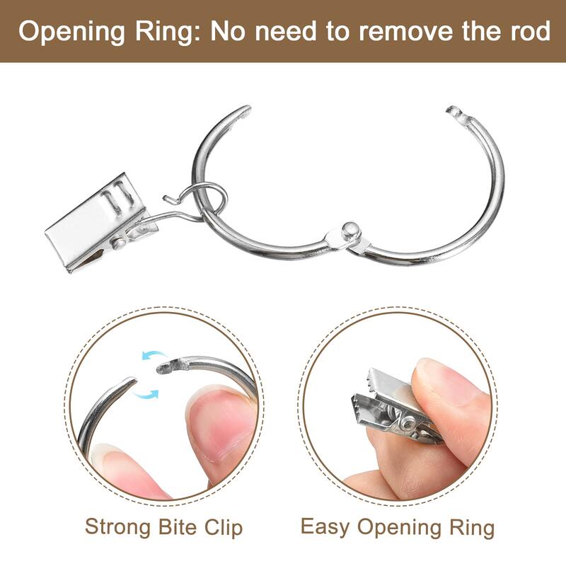 Curtain Rings with Clips, 40pcs Curtain Clip Rings Hooks