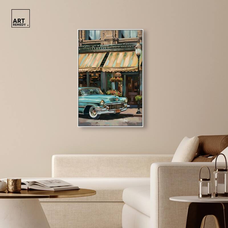 Classic Car Store Visit II Canvas by Art Remedy
