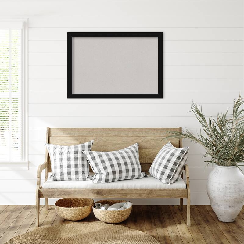 Avon Black Framed Grey Corkboard Bulletin Board, Organization Board, Pin Board