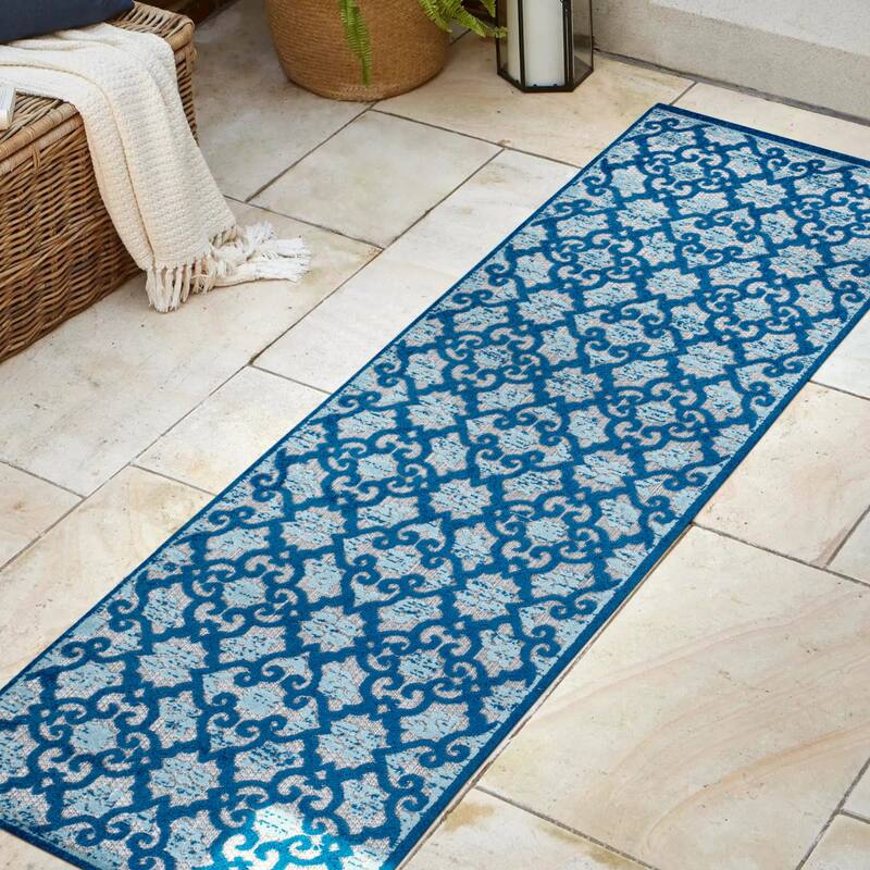 JONATHAN Y Crisantemo Tile Trellis High-Low Indoor/Outdoor Area Rug
