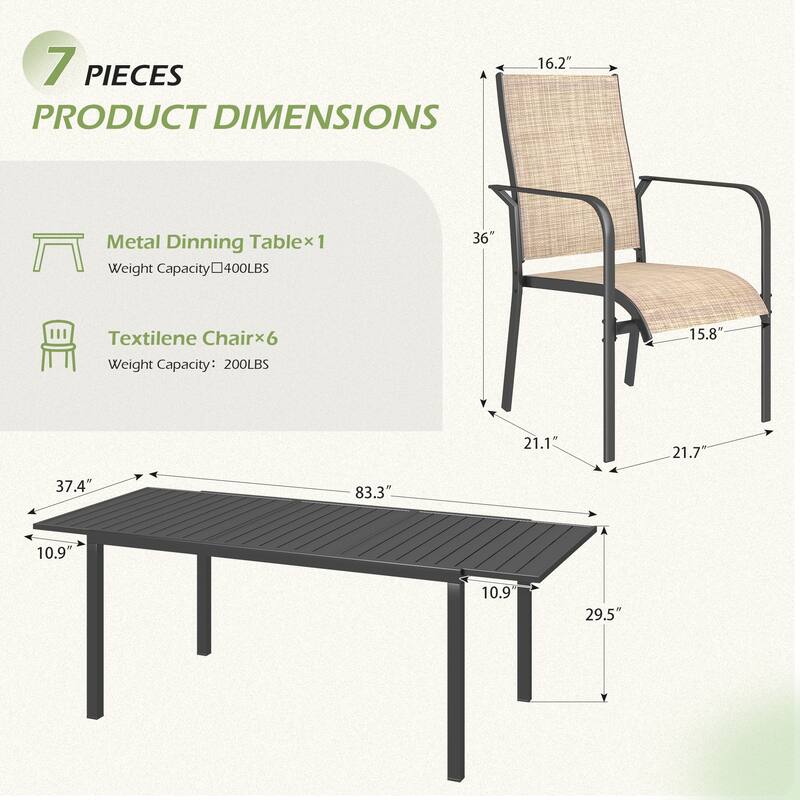 Patio Dining Set w Textilene / Swivel Rocking Chairs, Outdoor Table & Chairs w Adjustable Umbrella Hole, 5/7/9-Piece Garden Set