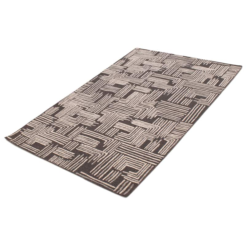 ECARPETGALLERY Hand-knotted Tangier Dark Grey Wool Rug - 5'2 x 7'11