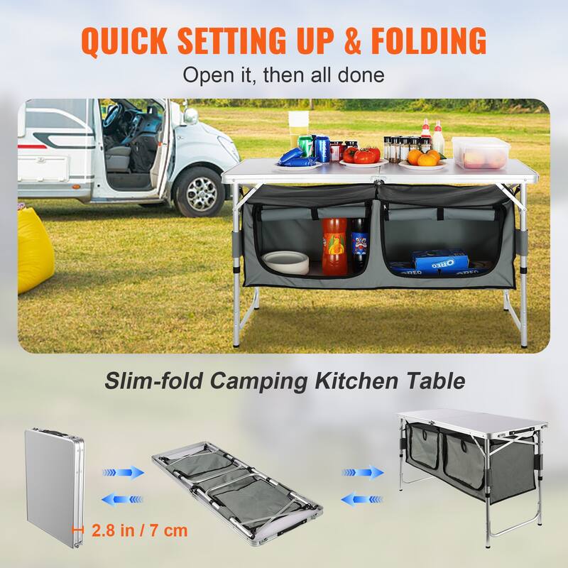 Camping Kitchen Table for Outdoor Picnics, BBQs, Camping, RV Traveling - 2.8 inches
