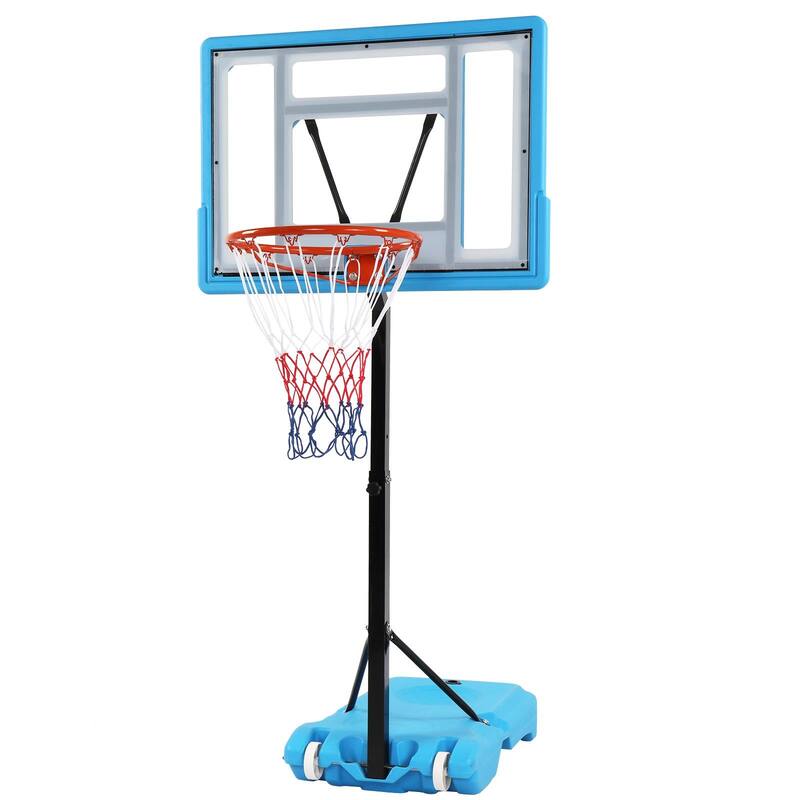 Height Adjustable Poolside Basketball Stand Hoop, for Kids Youth Adult, Blue - Blue