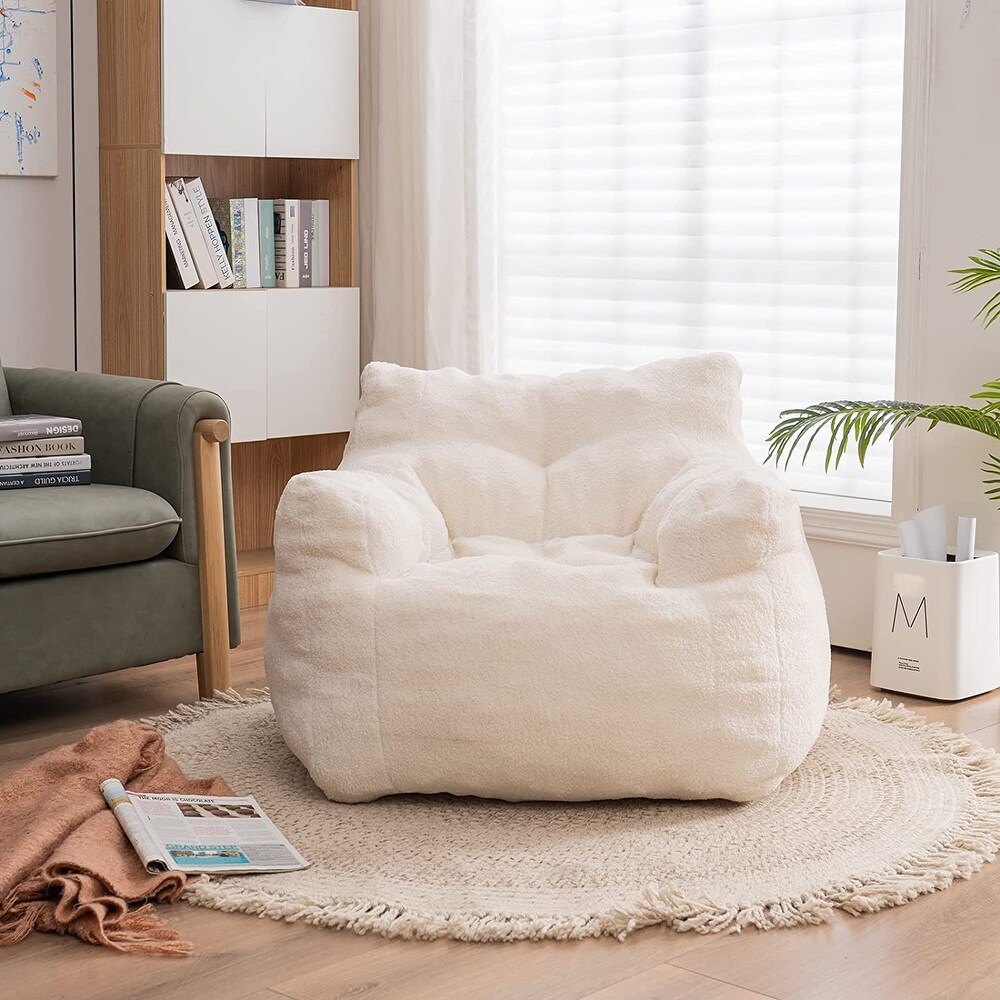White furry hotsell bean bag