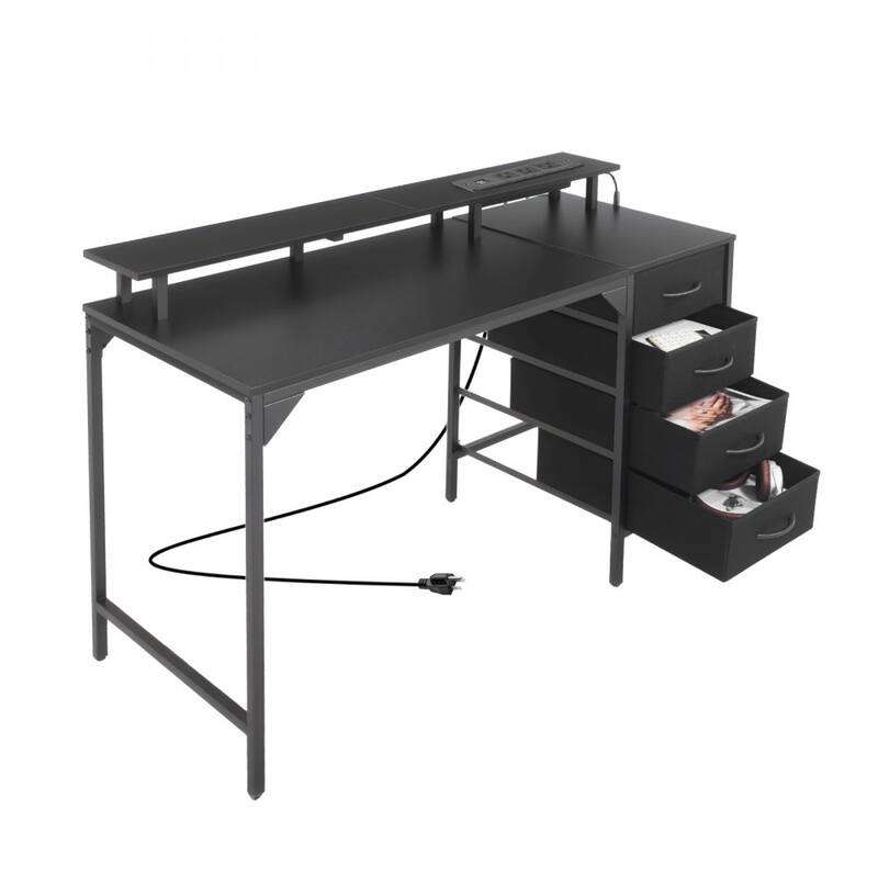 47" RGB Computer Desk with Adjustable Feet and Reinforced Steel Frame 4 Drawers for Office Storage