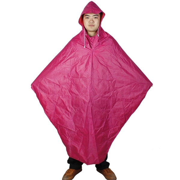 Unique Bargains Adult Plastic Hooded Bicycle Scooters Raincoat Poncho Amaranth