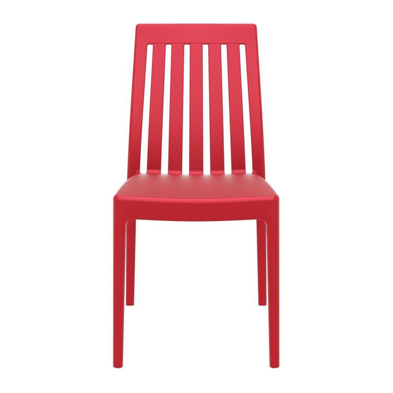 35" Red High Back Stackable Outdoor Patio Dining Chair