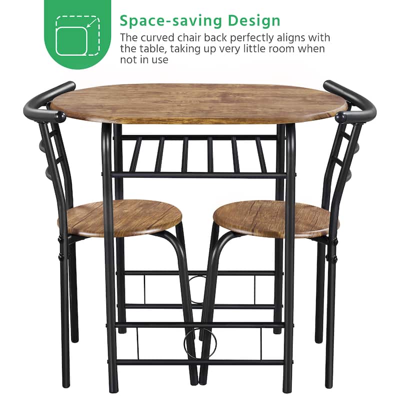 Yaheetech Modern Round Dining Table Set, 3 Piece Dining Room Sets for Kitchens, Apartments