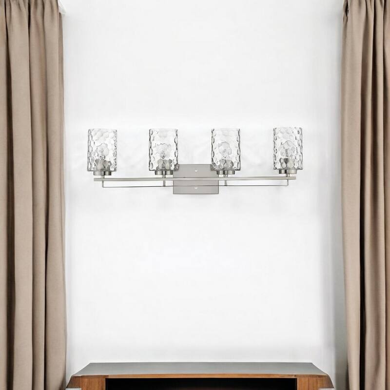 120 Voltage Transitional Flush Mount Vanity Light with Clear Glass Shade and Dimmable Hardwired Fixture