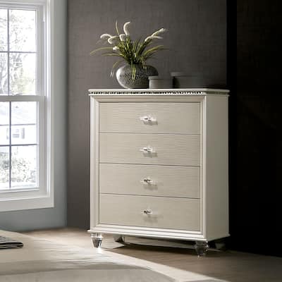 Allenby Contemporary Pearl White 4-Drawer Chest by Silver Orchid