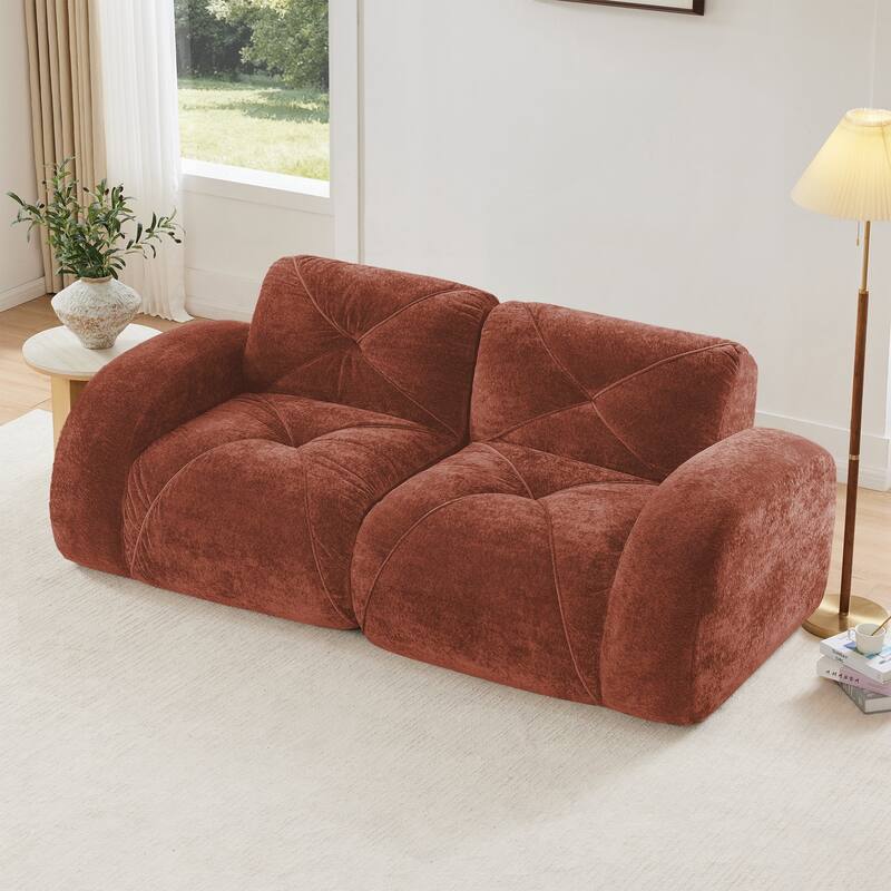 Sofa Couches With boneless Sofa,Soft Velvet Fabric,Bottom Anti-Slip Design