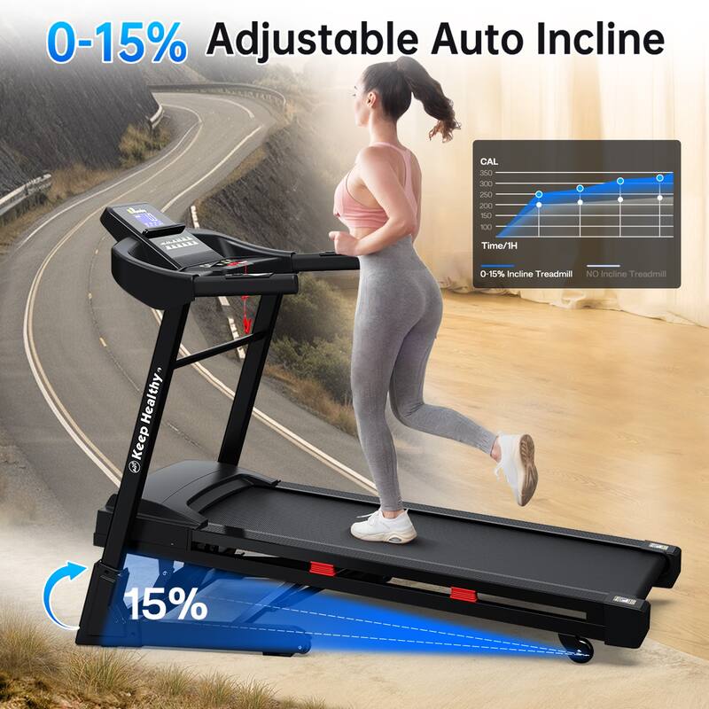 Treadmills for Home, Electric Treadmill with Automatic Incline, Foldable 3.5HP Workout Running Machine Walking
