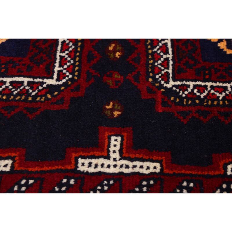 ECARPETGALLERY Hand-knotted Teimani Dark Navy, Red Wool Rug - 3'3 x 6'4