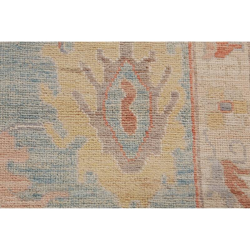 Hand Knotted Oriental 100% Wool Carpet Transitional All-Over Navy Blue & Blues Oushak Area Rug - 12' 2'' X 9' 4''