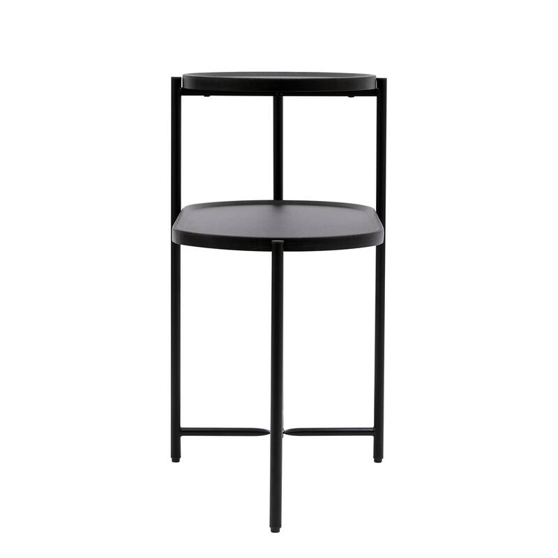 2-tier Modern Round End Table with Wood Storage Shelf