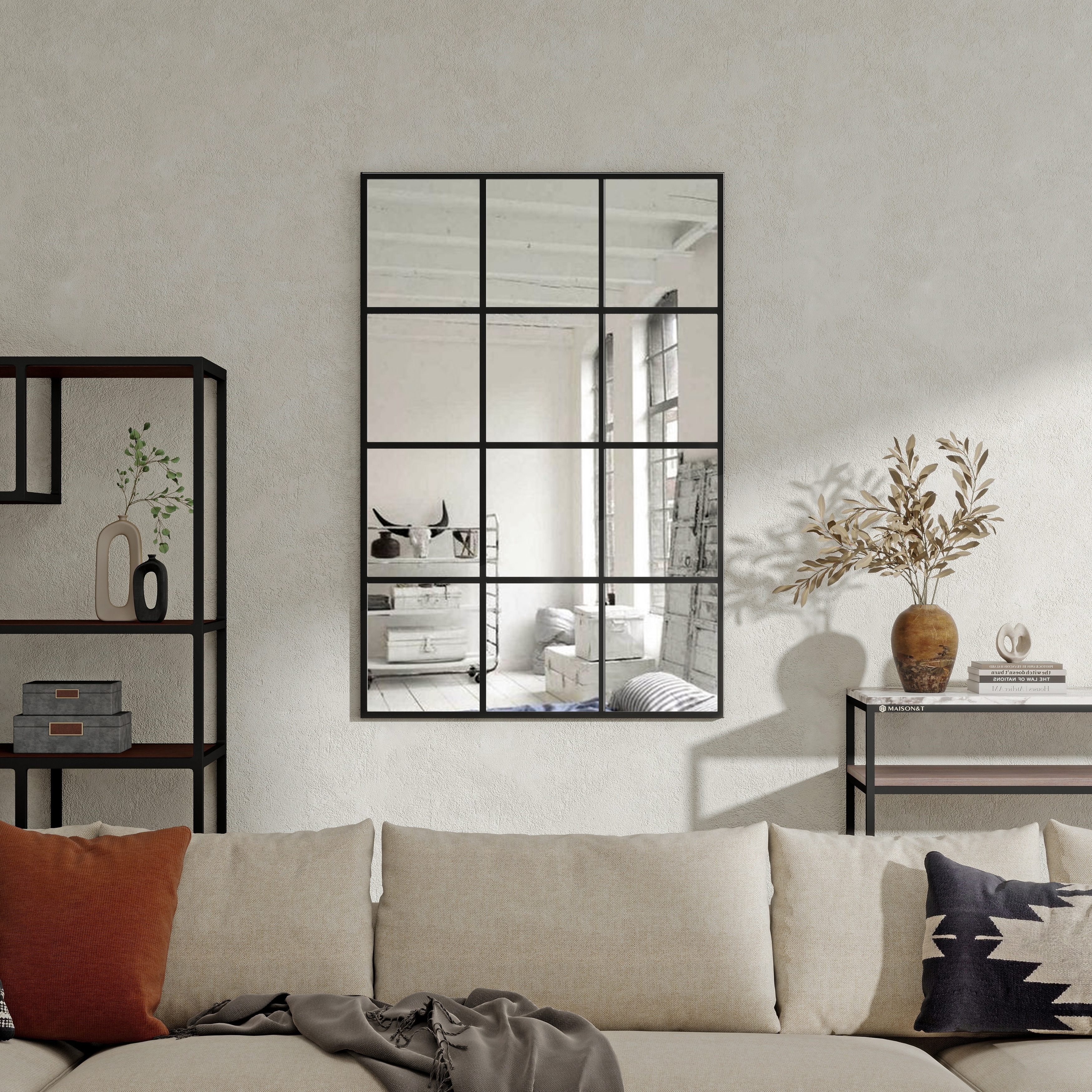 Black-Window-Pane-Wall-Mirror-