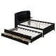 preview thumbnail 13 of 25, Full Size Wooden LED Platform Bed with Trundle & Storage Headboard with Drawers, White