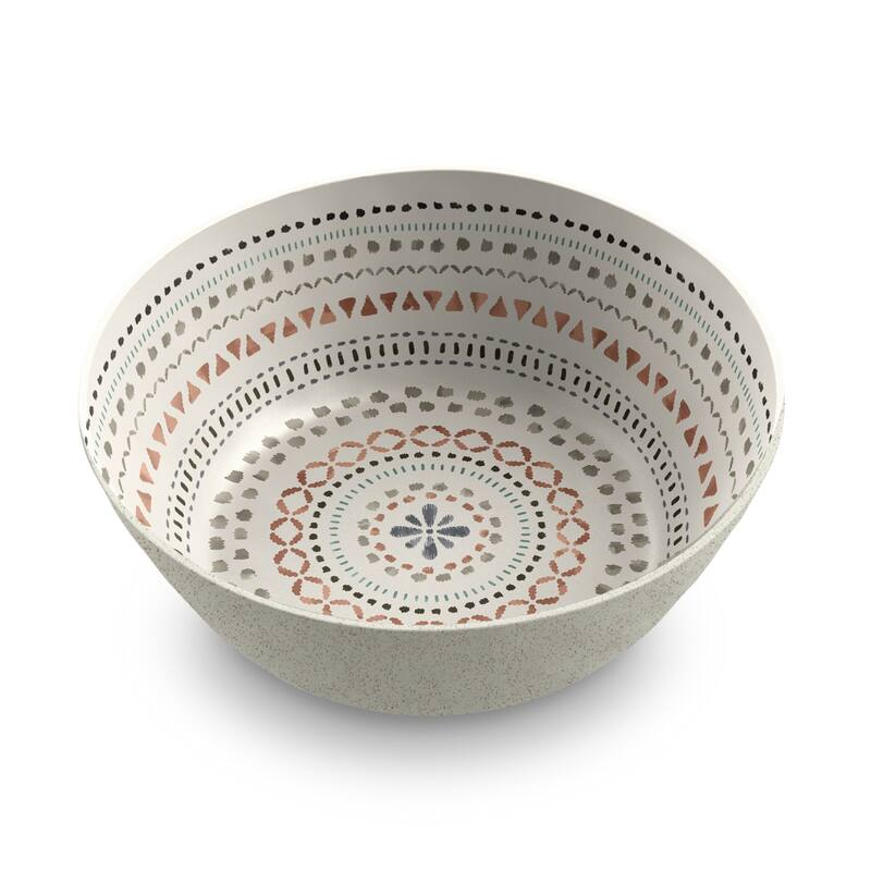 Abode Homewares Desert Mandala Planta Low Bowl - Beige - 7.4" - Set of 6