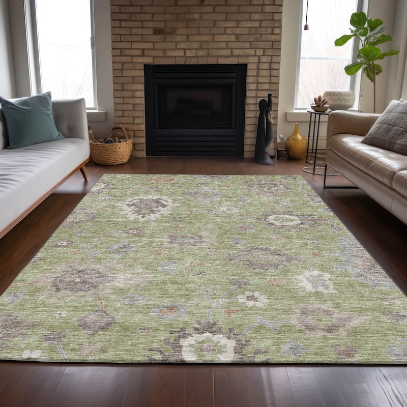 Machine Washable Indoor/ Outdoor Chantille Traditonal Kashan Rug