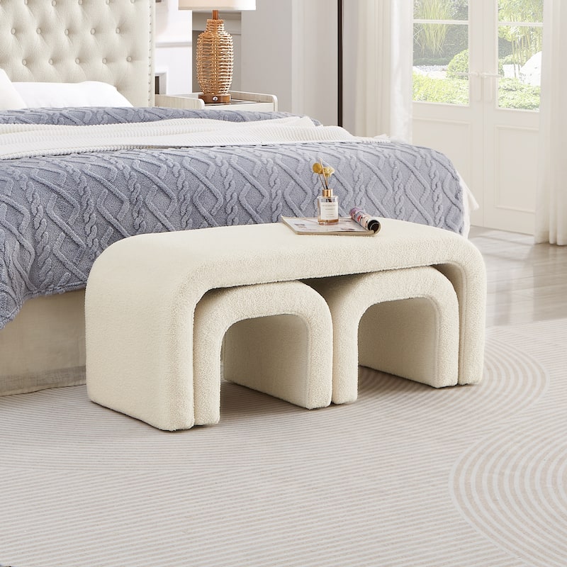 Set of 3 U-Shaped Modern Bench Teddy Ottoman Bench