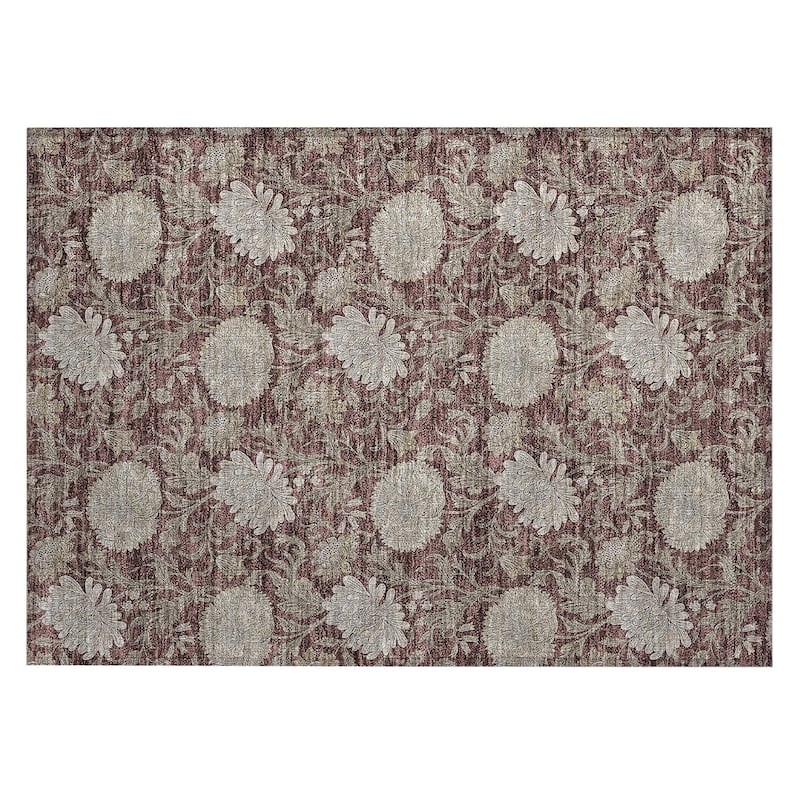 Machine Washable Indoor/ Outdoor Chantille Floral Rug