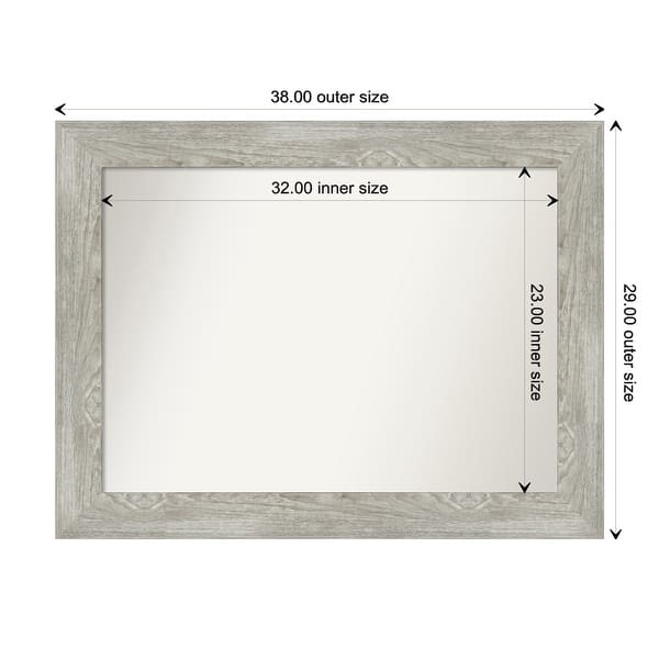 dimension image slide 28 of 113, Dove Greywash Framed Non-Beveled Custom Wall Mirror, Bathroom Vanity Mirror