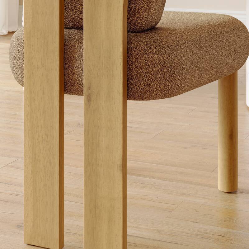 Corvus Delhi Teddy Fabric Upholstery Dining Chairs with Wood Legs (Set of 2)