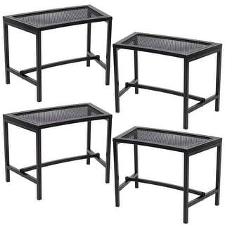 Sunnydaze Fire Pit Benches Black Mesh for Patio - 23" x 16" - Set of 4 Benches