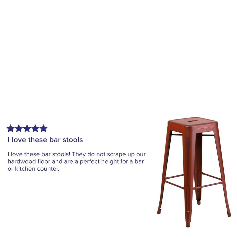 30" High Backless Distressed Metal Indoor-Outdoor Barstool - Patio Chair
