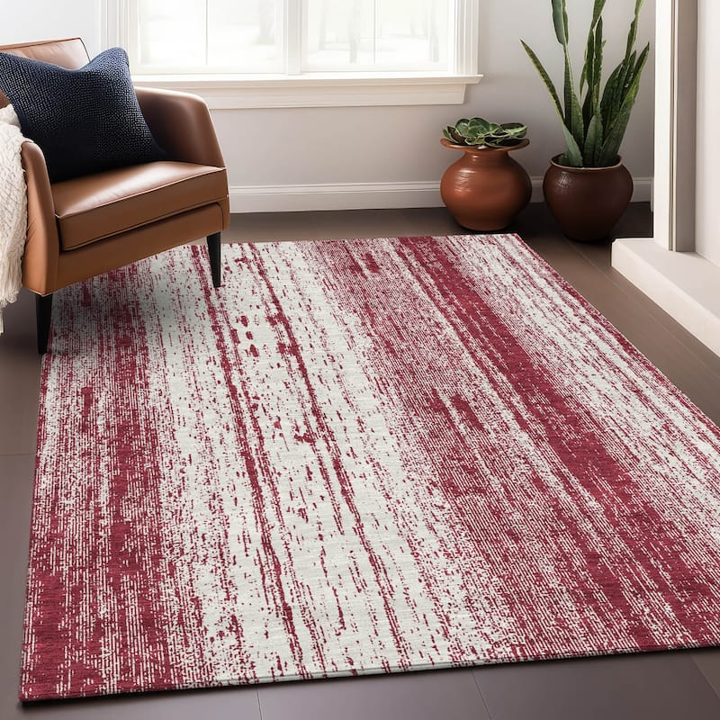 Machine Washable Indoor/ Outdoor Chantille Ombre Stripes Rug