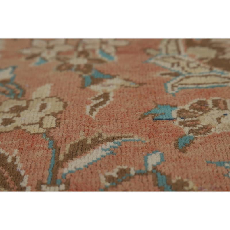 Traditional Mashad Persian Vintage Rug Handmade Orange Wool Carpet - 9'6" x 12'9"