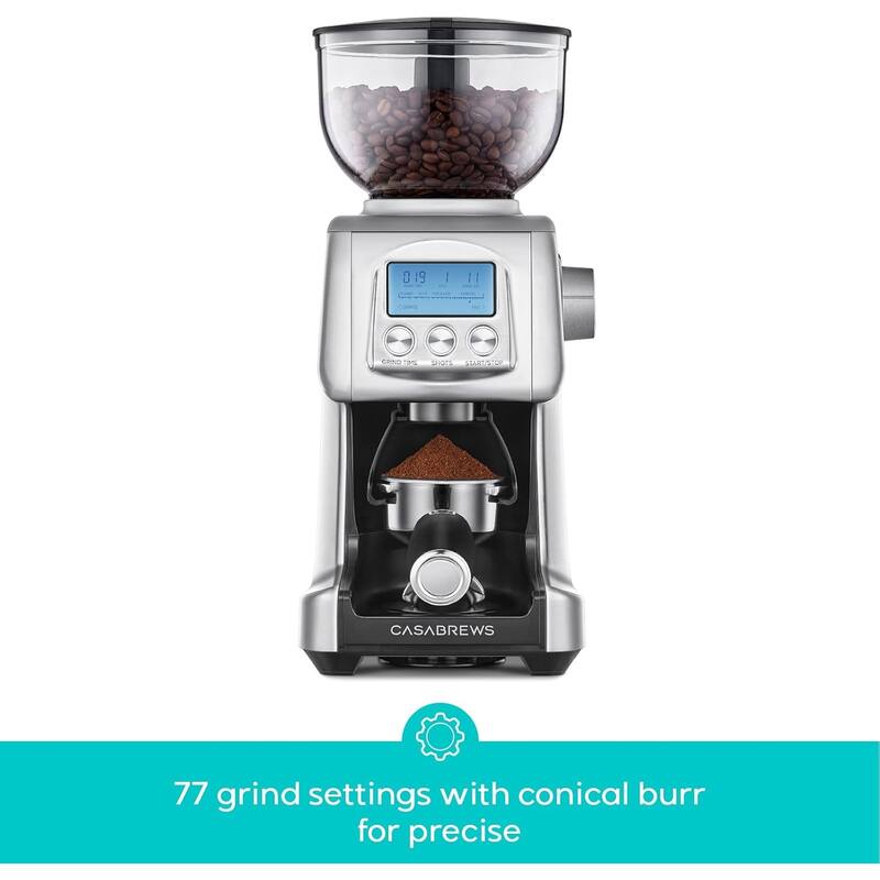 CASABREWS Tornado Electric Coffee Grinder Conical Burr Silver