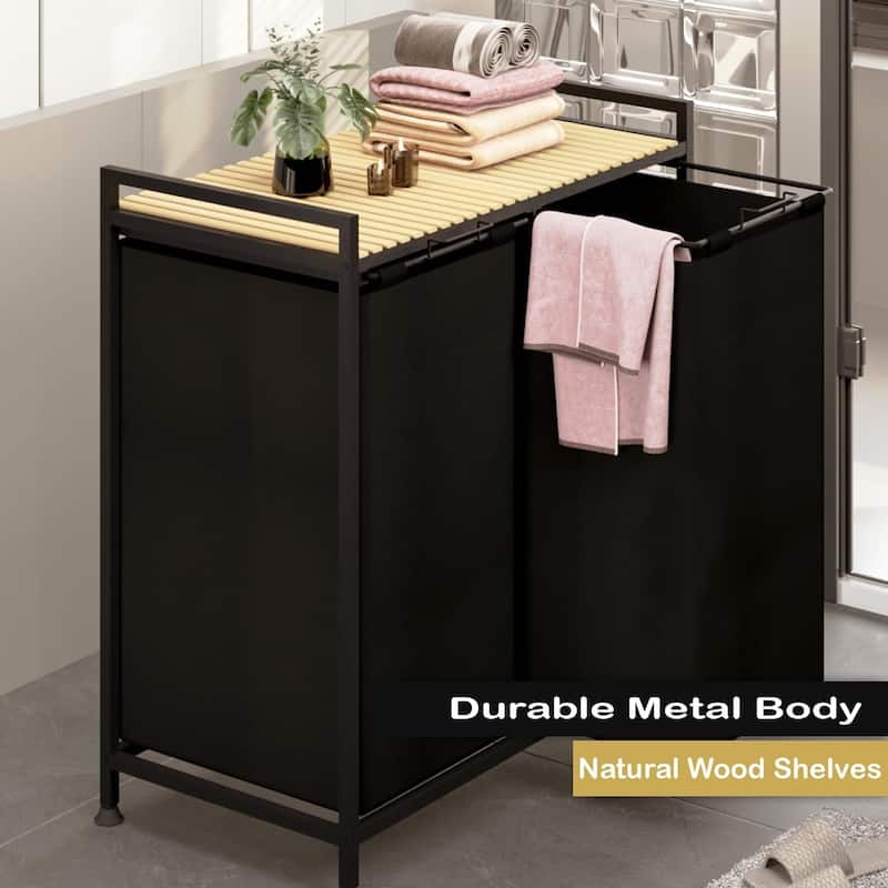 2-Compartment Laundry Hamper with Lid
