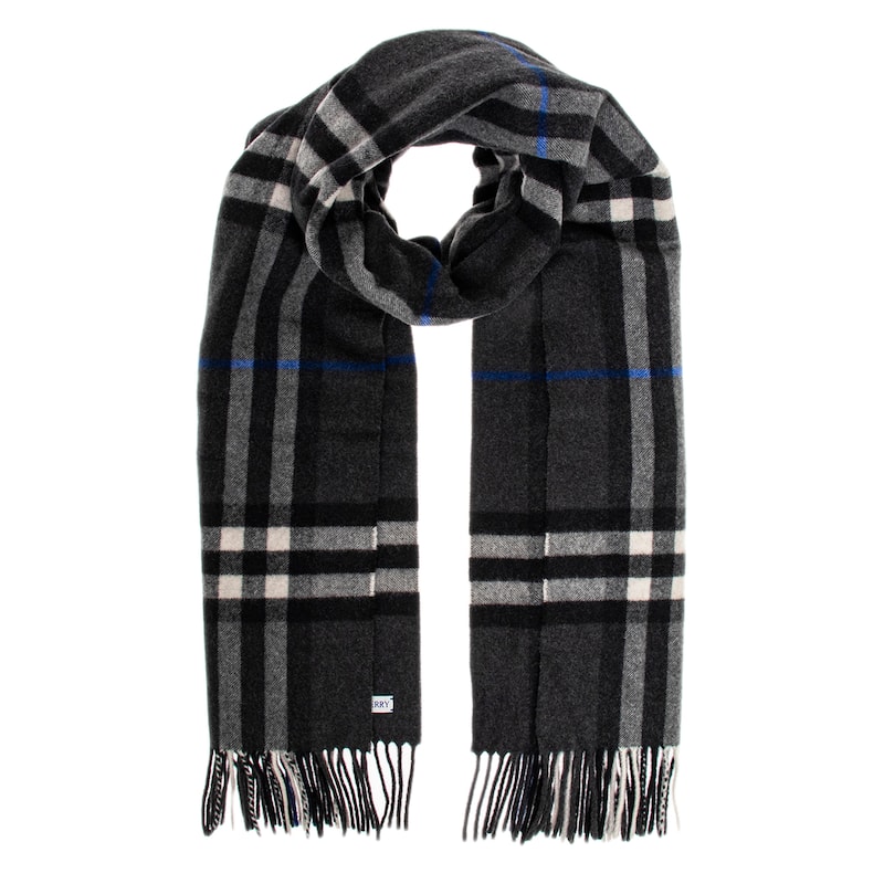 Burberry Check Oversized Cashmere Scarf - Dark Charcoal