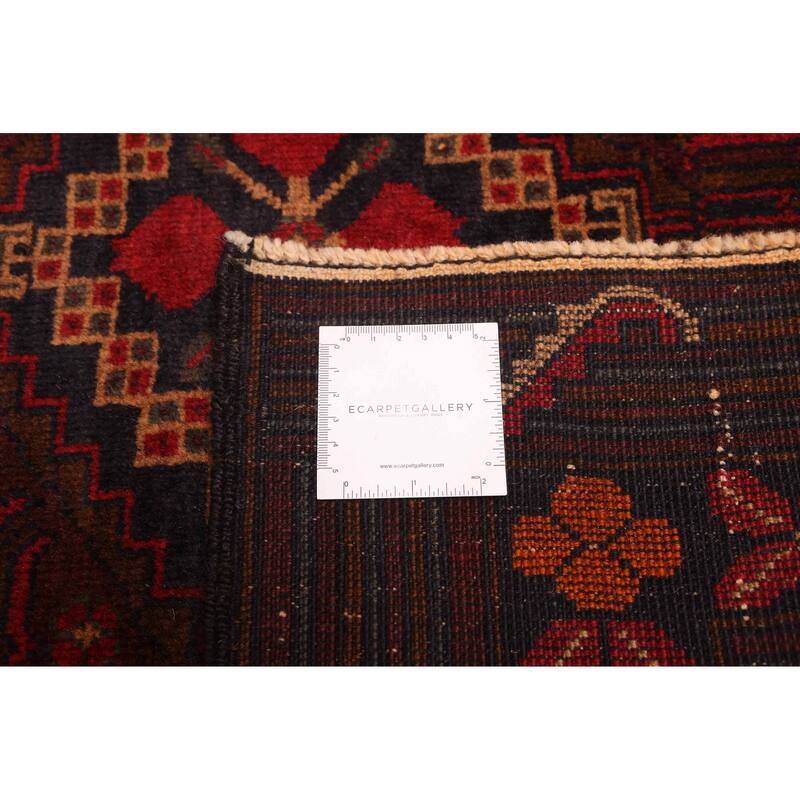 ECARPETGALLERY Hand-knotted Teimani Dark Red Wool Rug - 3'11 x 6'9