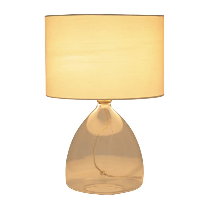 Sagebrook Home Modern Neutral 18"H Glass Solid Color Geometric Table Lamp, Set Of 2 - 12" x 12" x 18"