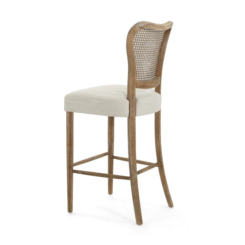 Naci Rubberwood Farmhouse 30-Inch Barstool with Cane Backrest (set of 2) by Christopher Knight Home