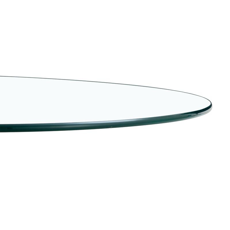 Roomfitters Round Glass Dining Table with 35 Inch Top and Gold Metal Legs for Dining or Meeting Spaces