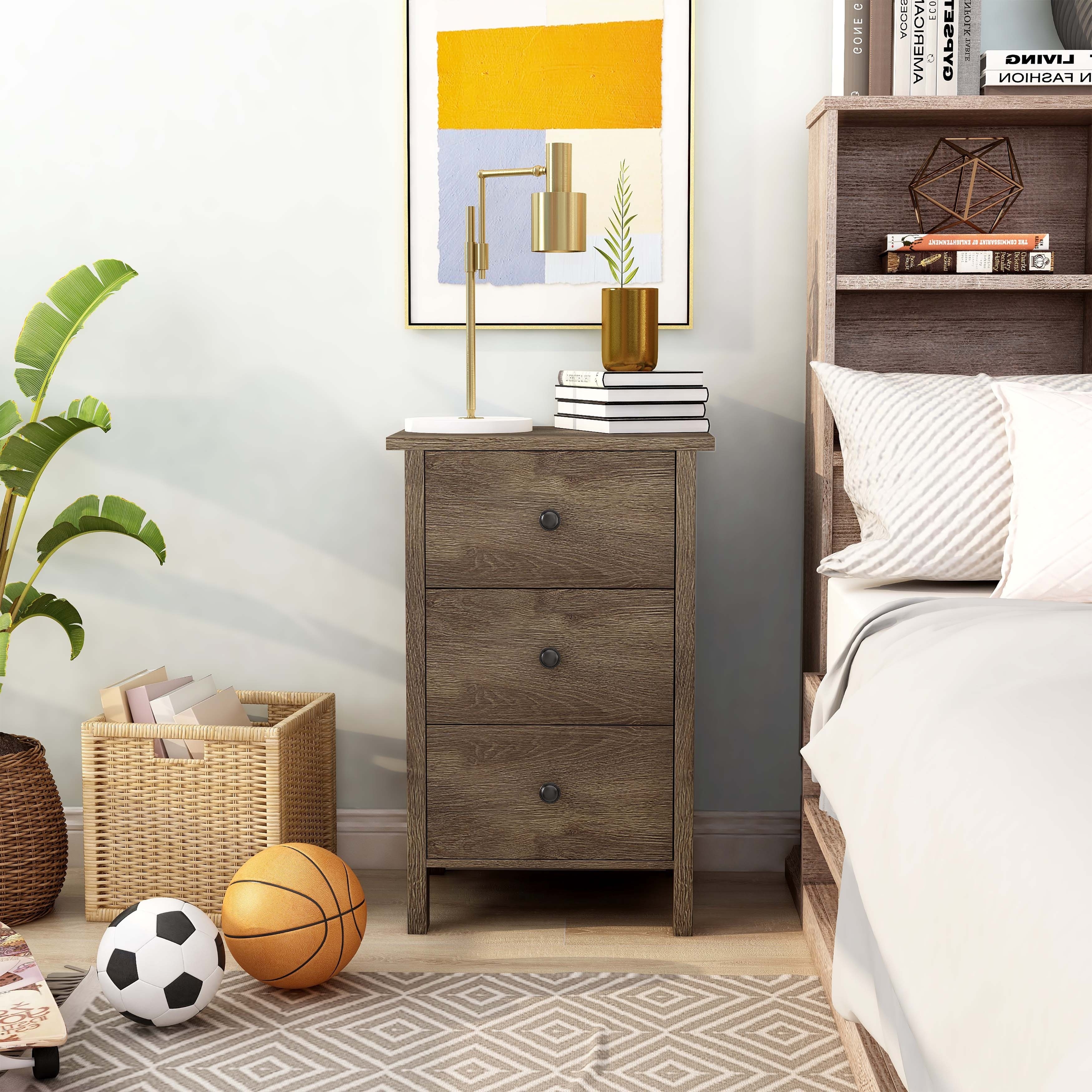 LINE DRIVE（RATAMACUE 52007) Mulgrew Rustic Distressed Walnut Engineered Wood 3-Drawer