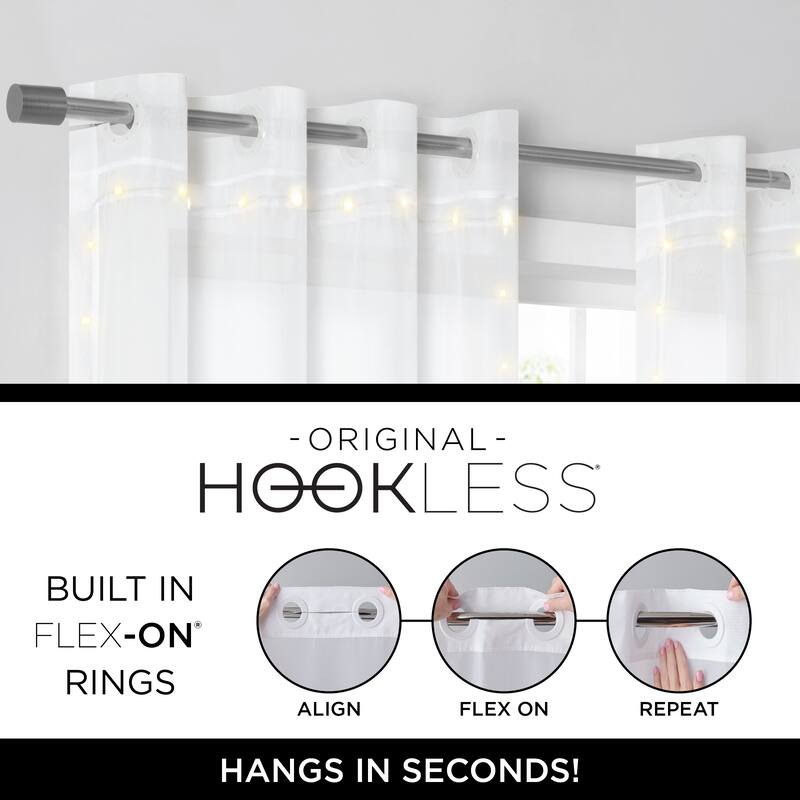 Eclipse Starlight Light Up Sheer Hookless Curtain, 1 Panel, Lights with Remote Control