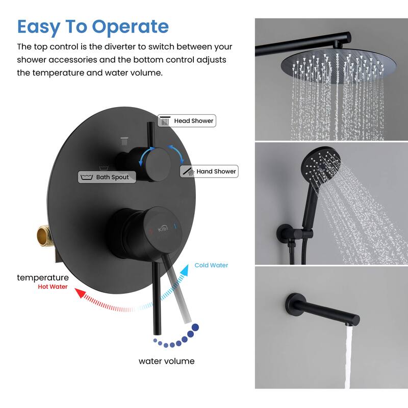 Circular Pressure Balanced 3-Function Shower System with Rough-In Valve
