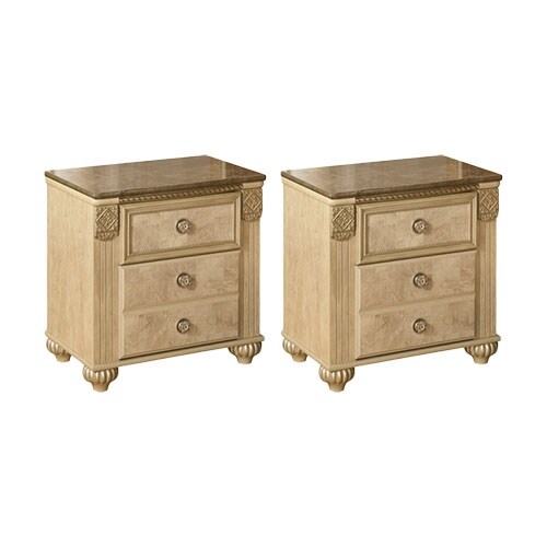 Saveaha Two Drawer Night Stand Light Beige 2-Pack Saveaha Two Drawer Night Stand Light Beige