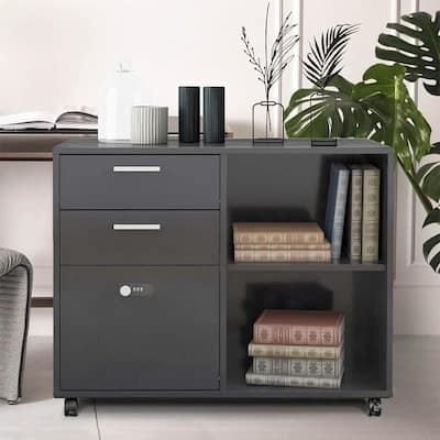 File Cabinet with Coded Lock, Mobile Lateral Filing Cabinet
