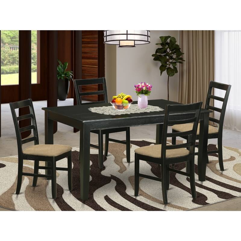 HomeStock 5-Pc Black Finish Solid Wood Top - Dining Room Set - Seats 4