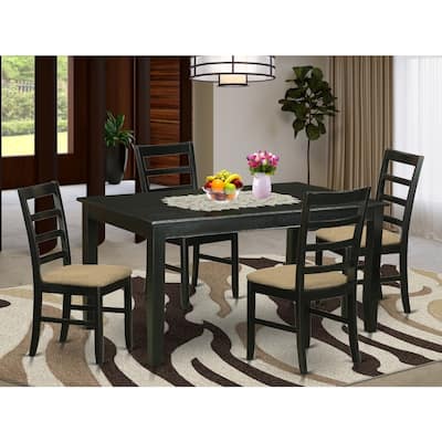 HomeStock 5-Pc Black Finish Solid Wood Top - Dining Room Set - Seats 4
