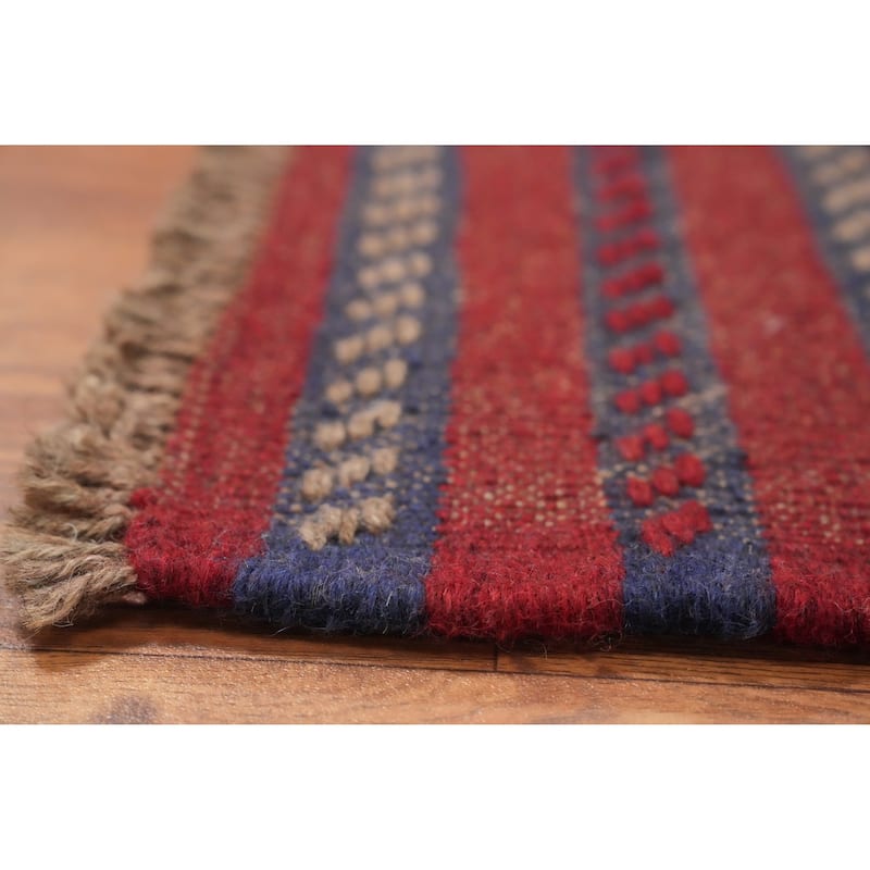 Hand Knotted Oriental 100% Wool Carpet Traditional Tribal Red Balouch Runner Rug - 7' 10'' X 2' 0''