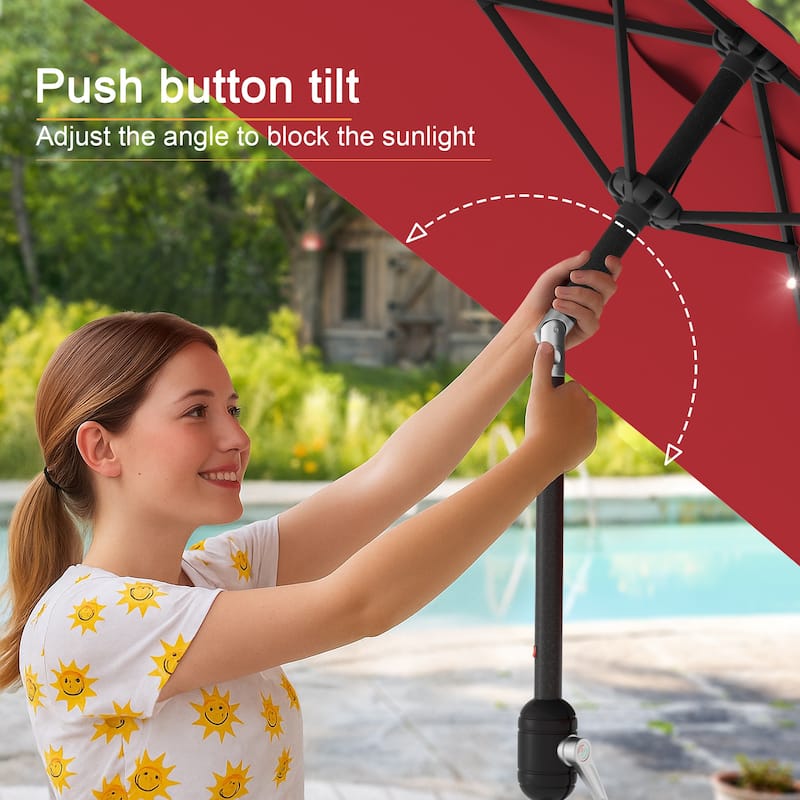 LIVOOSUN 6.5×6.5FT LED Square Patio Umbrella with UPF50+, Tilt Function, and Wind-Resistant Design——Experience Outdoor Comfort