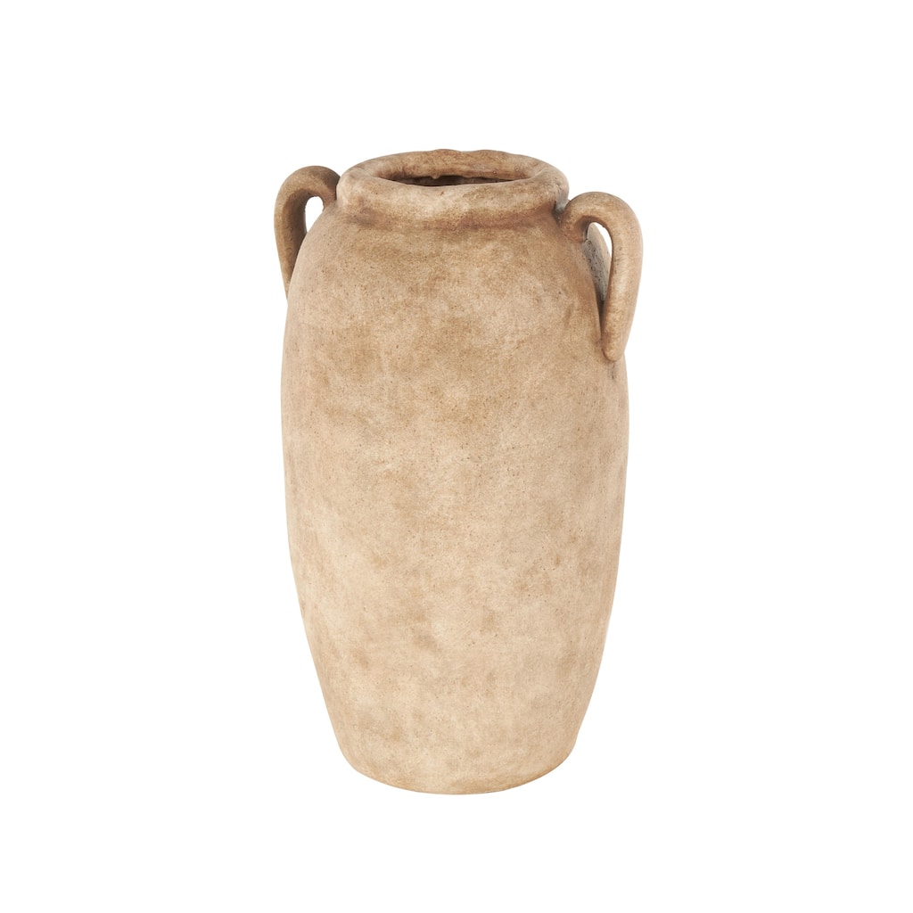 Ceramic Antique Style Textured Vase with Handles - Copper or White - Roche River Decor