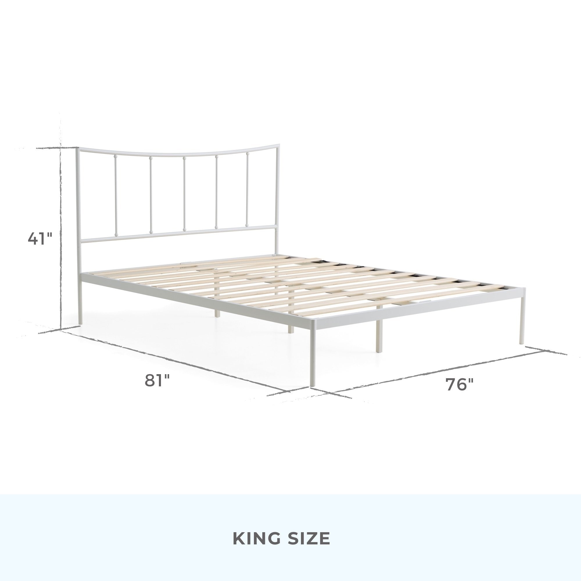 Brookside Gemma Metal Platform Bed with Scooped Vertical Bar Headboard